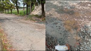JALAN RUSAK, KADES MEKARJAYA NUNGGU BANPRES CAIR