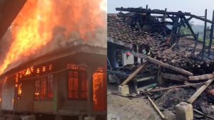 Rumah Panggung di Palabuhanratu Hangus Terbakar